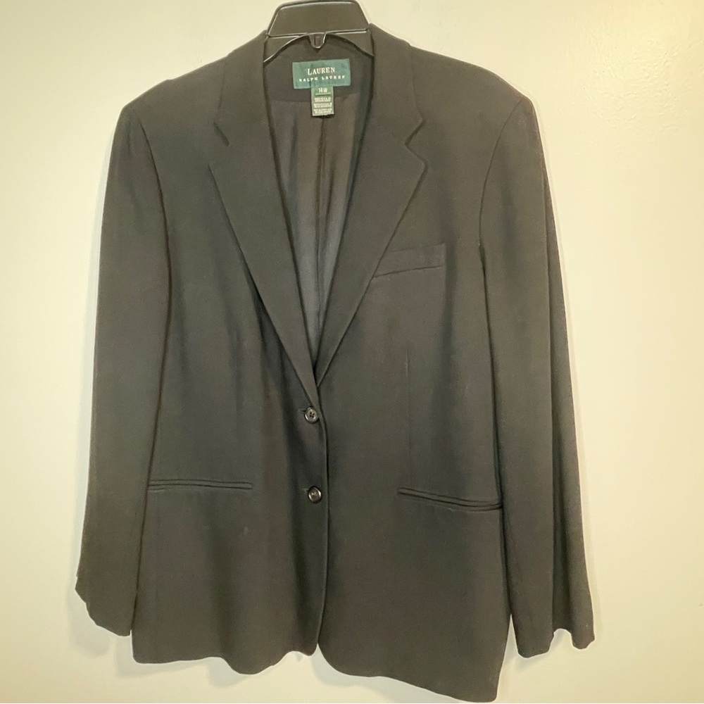 Lauren Ralph Lauren Womens Wool blend Blazer Jacket Top Black Size 14W